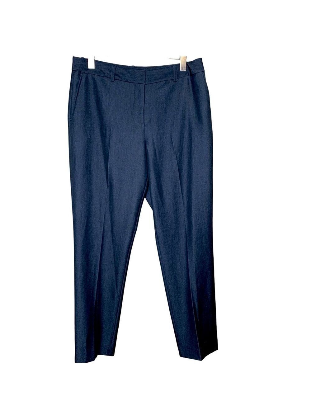 Tahari Trouser Ankle Pants Women Sz 8 Navy Blue Tapered Leg Classic Fit Office